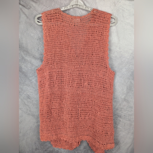 Fruit Phool Size Medium Crocheted Sweater Vest In Country Pink/Mauve Vintage - Picture 2 of 12